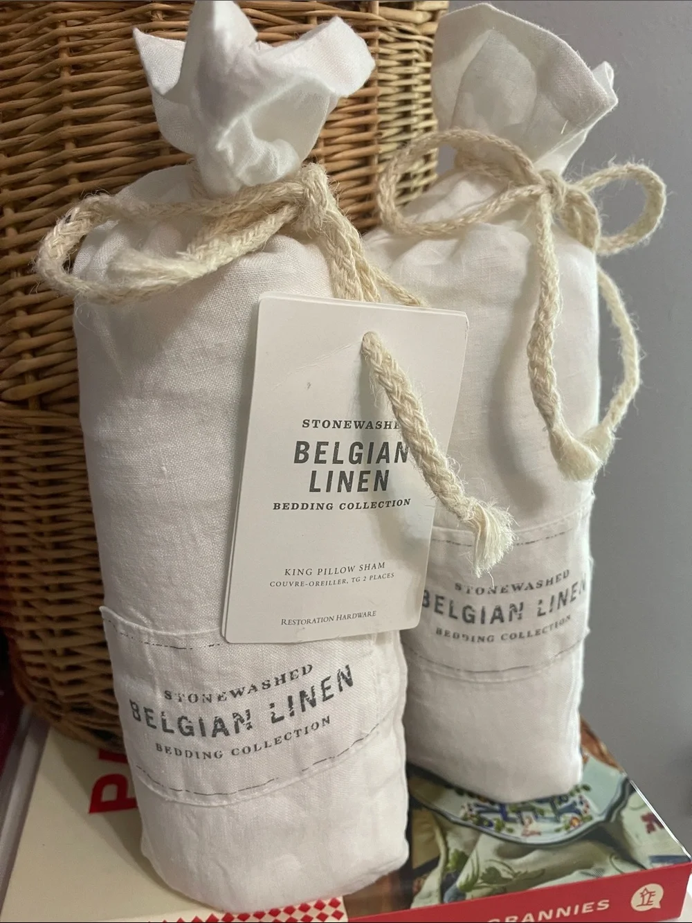 Restoration Hardware Stonewashed Belgian Linen King Pillow Sham-Set of 2 - White